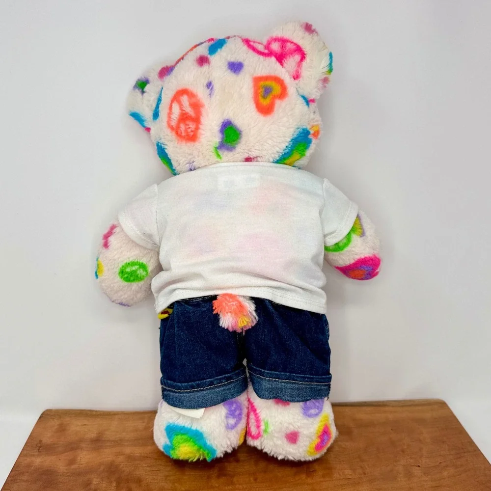 Build-A-Bear Peace & Love Plush Rainbow Heart Y2K Butterfly & Jean Shorts Outfit